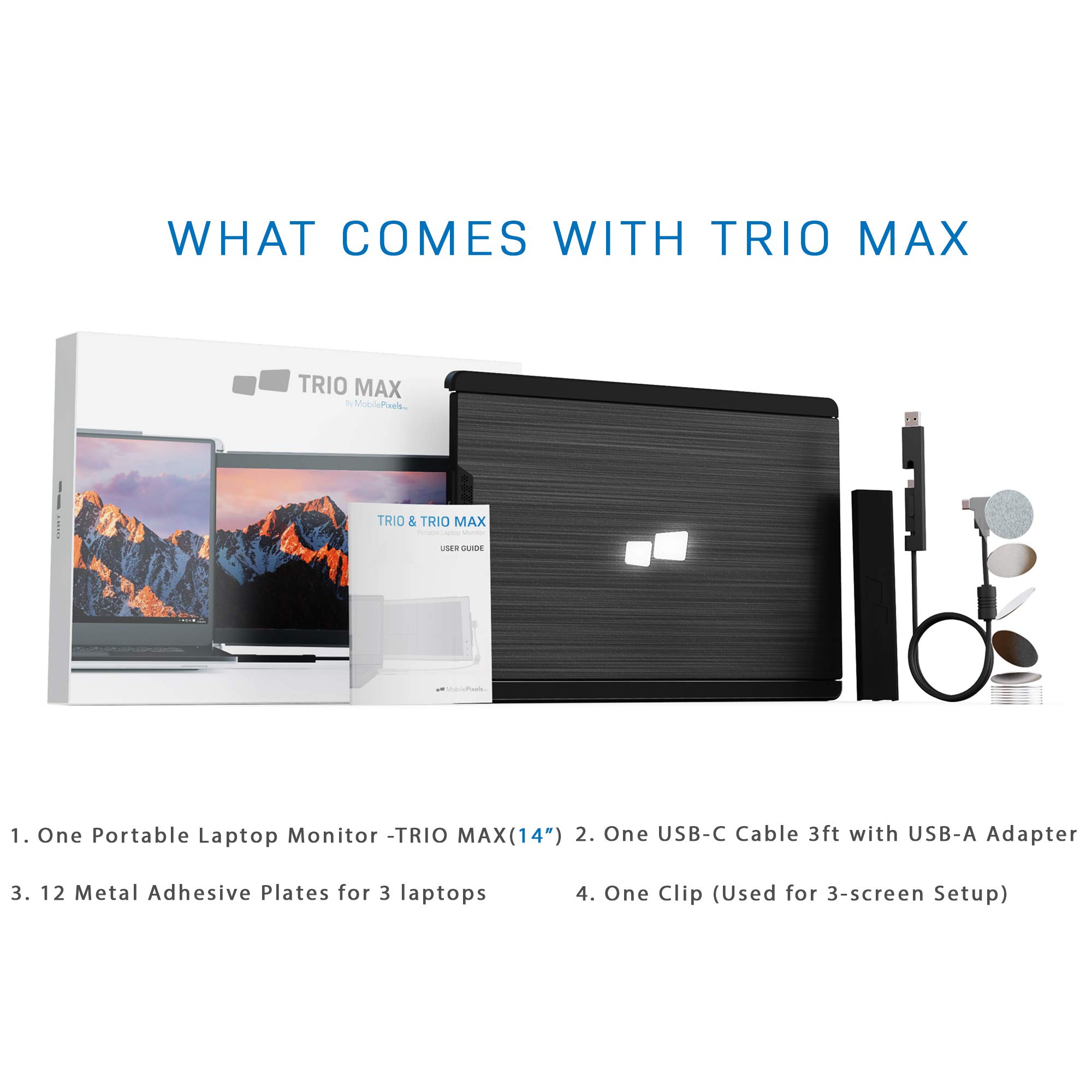 Mobile Pixels Trio/Trio Max Portable Monitor System USB A USB C